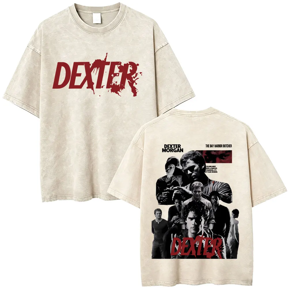 Dexter Morgan Harry's Code Vintage Washed T-Shirts Herren Damen Kleidung Lässige Oversize T-Shirts Retro Gothic Baumwoll-T-Shirt – Detail 4