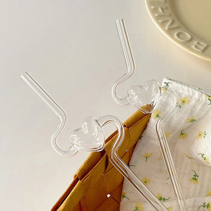 Creative Heat-resistant Transparent Glass Straw Milk Tea Juice Reusable Glass Twist Straws Bending Long Stem Sip Straw