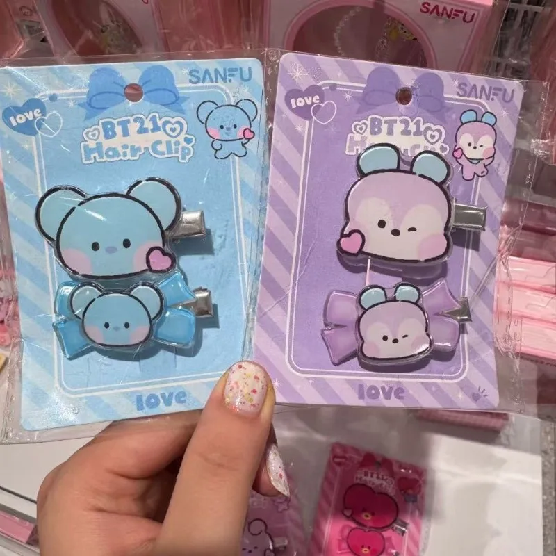Presilha de cabelo idol BT21 2026 com franja de desenho animado, presilha de cabelo kawaii em acrílico, decoração fofa para a cabeça, acessório para ídolos, presente