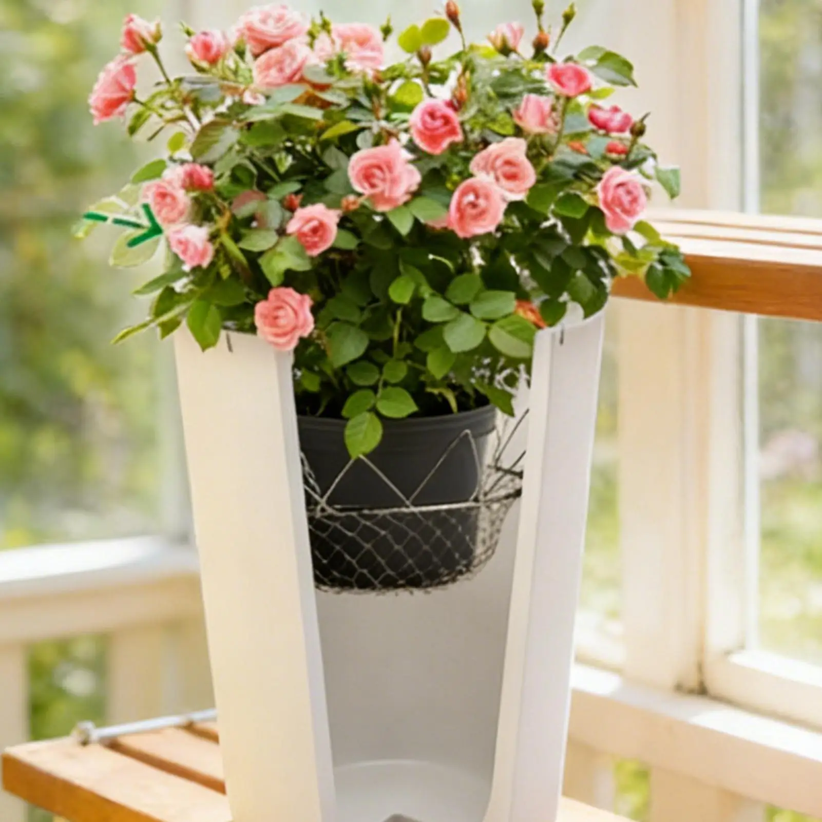 Plant Risers for Inside Pots Stainless Steel Heavy Duty Plant Pot with Chains Adjustable Planter Fillers for Outdoor Indoor