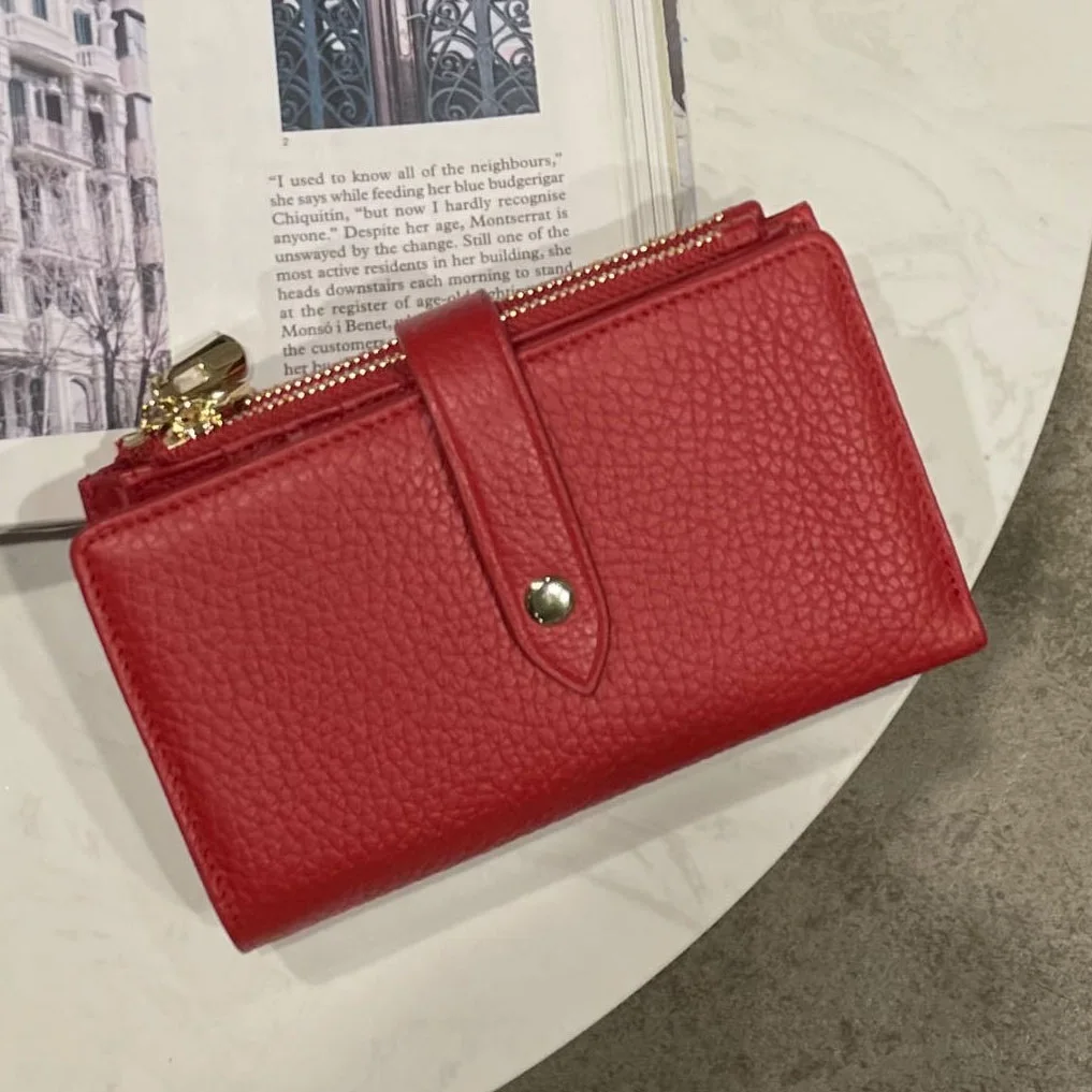 Short Genuine Leather Wallet for Women Coins and Cards Soft Real Cow Leather Purse 2025 New Ladies Card Holder Clutch Bag