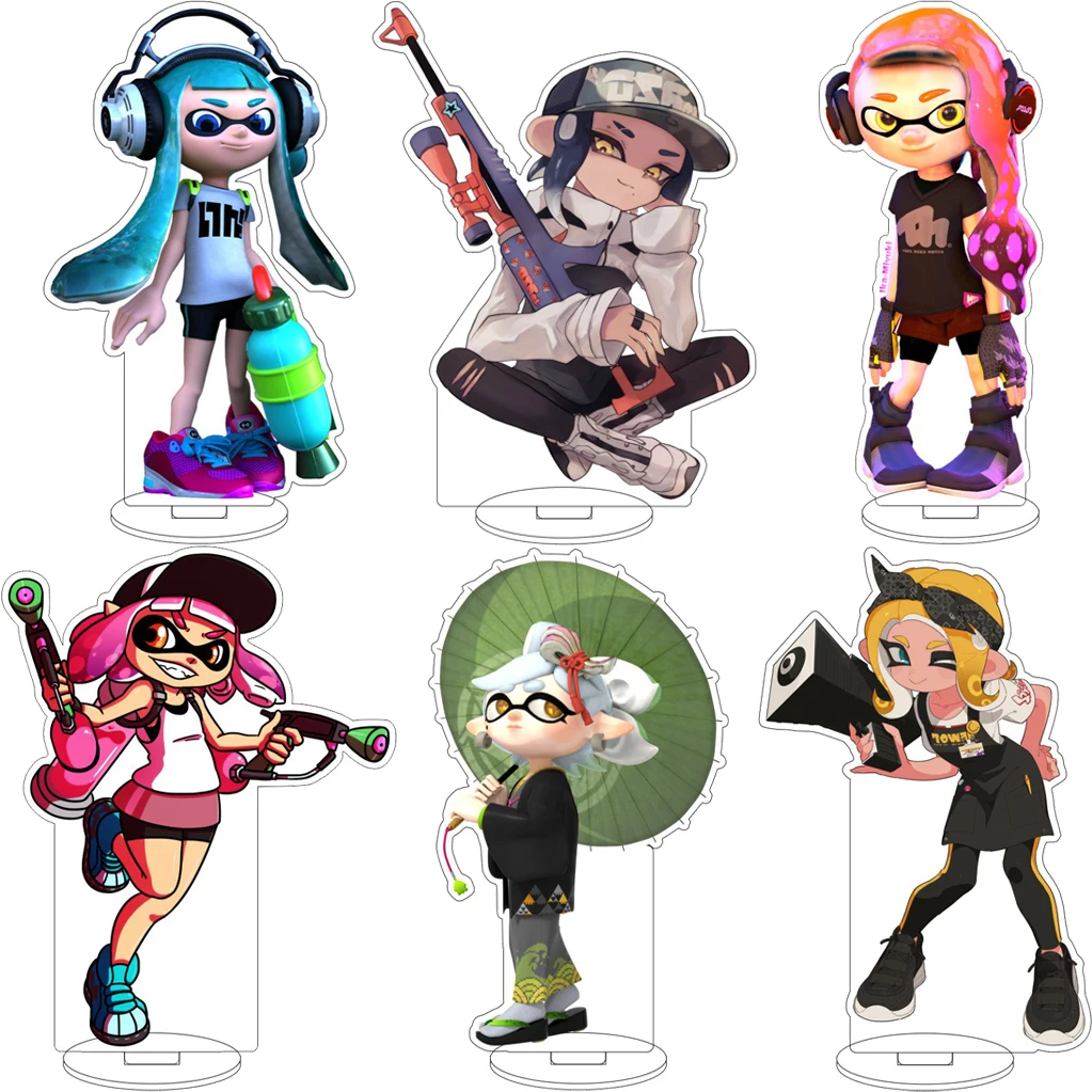 Figura Acrílica de 16CM del Anime Splatoon, MC. Princess DJ Hyperfresh, Squid Sisters, Callie y Marie, con Base, Adornos, Regalos de Cumpleaños