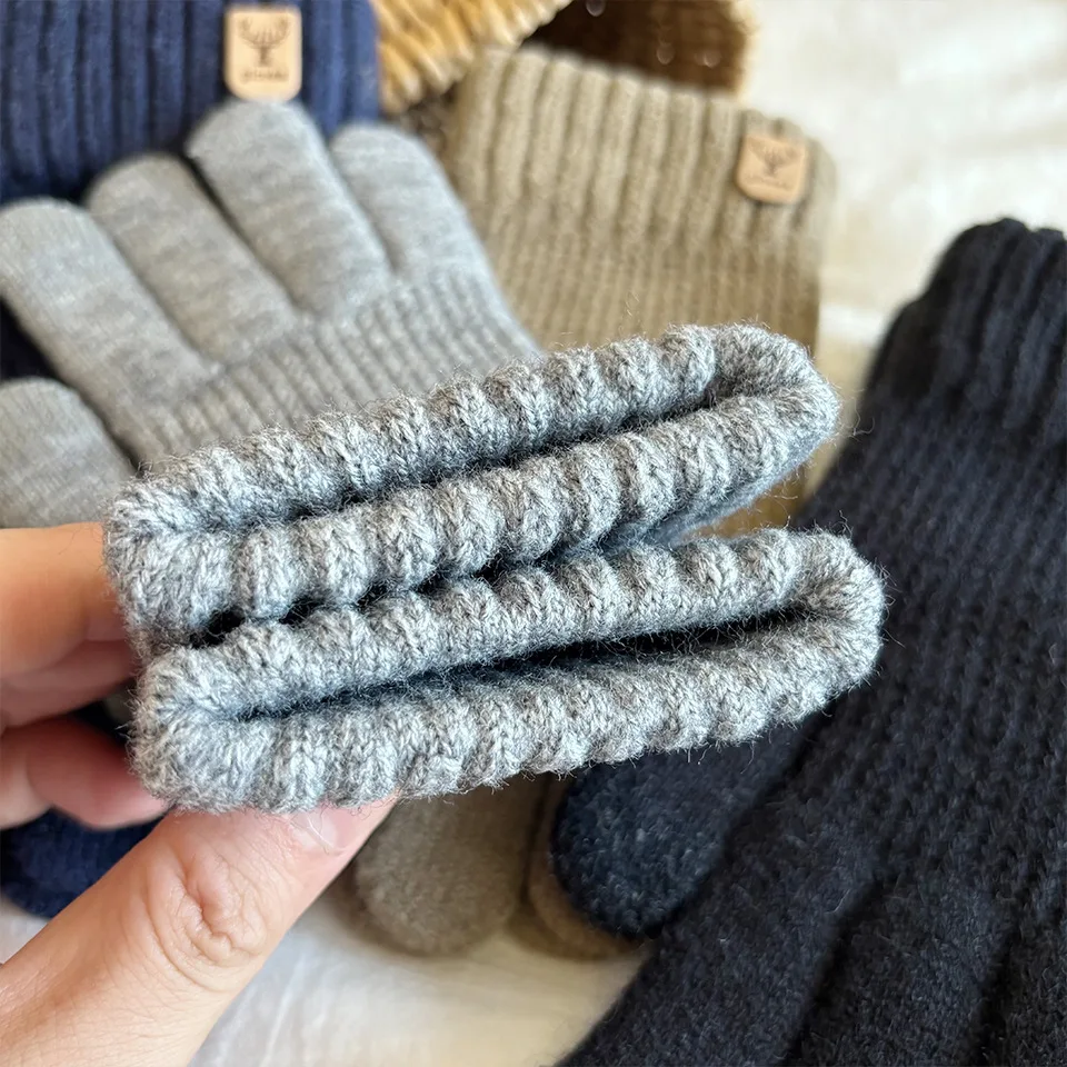 Cycling Cold Resistant Gloves for Mens Winter Warm Knitted Soft Anti-slip Outdoor Biking Hiking Gloves Gifts Wholesale