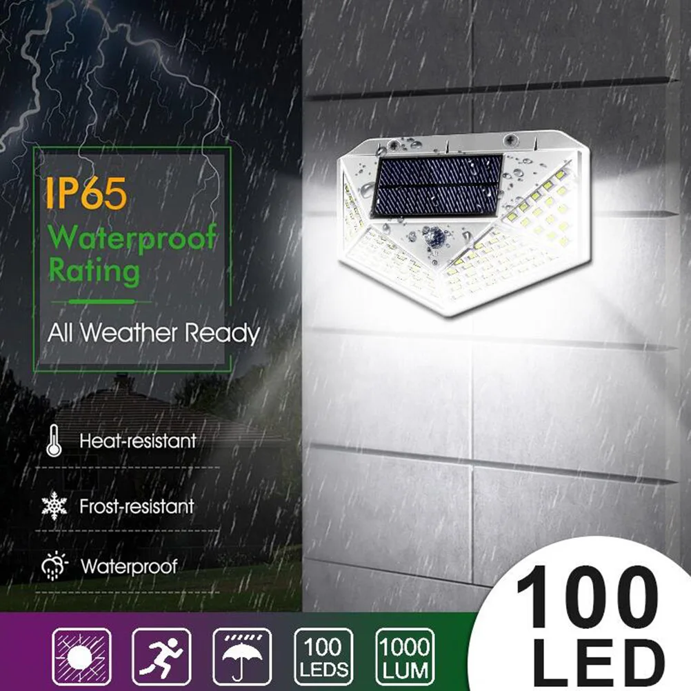 

2pcs Wall Light Outdoor Waterproof Powered Lamp 100 Leds Yard Lighting Solar Sensor Light Solar Yard Lamp