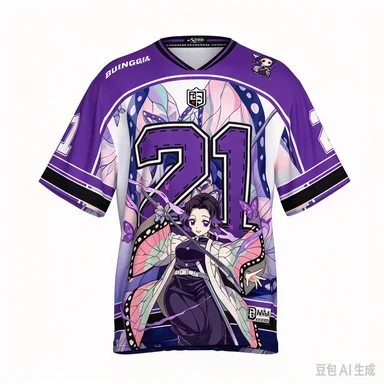Demon Slayer Butterfly Ninja Breathable Mesh Purple Butterfly Style Full Print Color Delicate Dreamy Daily Wear Casual Top