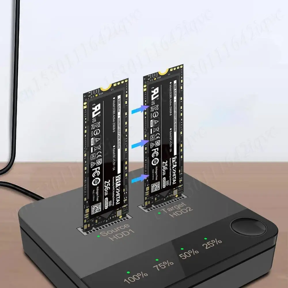 M.2 SATA/NVMe Dual-Bay Hard Drive Docking Station Clone Duplicaotr Docking Station Duplicator Offline Clone with LED Indicator