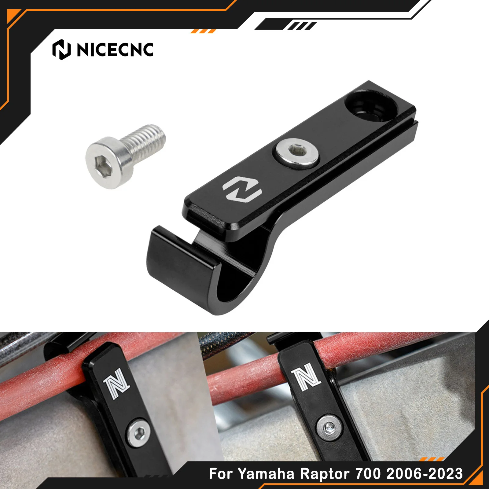 NICECNC For Yamaha Raptor 700 2006-2023 Brake Line Clamp Raptor 700R 2009-2023 Aluminum Heavy Duty Secure Brake Hose Holder  ATV