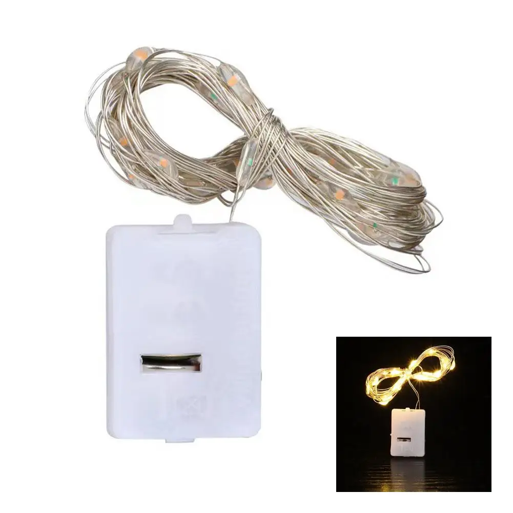 Mini Wire LED Fairy Lights, CR2032, Flash da bateria, Árvore de Natal, Luz pequena, Luz nova, C7w8, 1m, 2m, P9n2