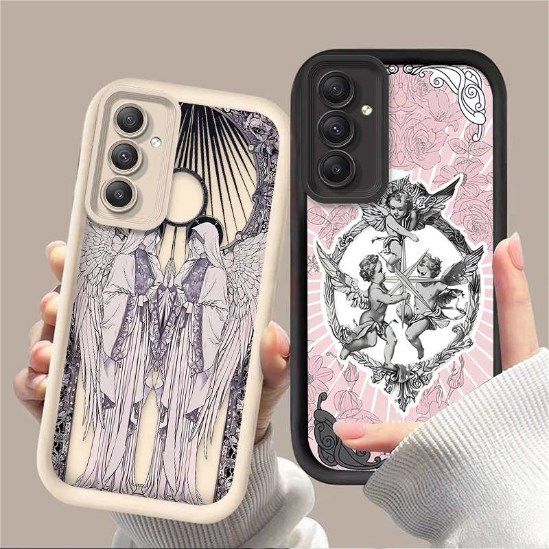 Middle Ages Retro Cupid Angel Case for Samsung Galaxy A35 A55 A15 A25 A16 A06 A05 A05S A24 A13 A23 A12 A22 A32 A52 A71 A51 4G