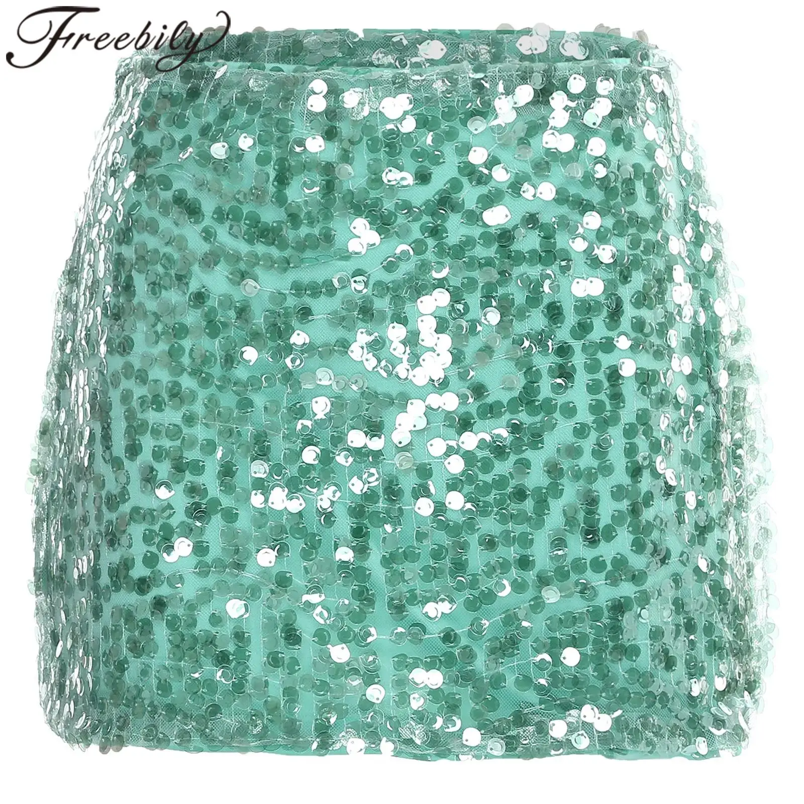 Women's Glittery Mini Skirt Disco Dance Zipper Bodycon Skirt for Club Night Out Party Music Festival Outfit Woman Sequin Skirt
