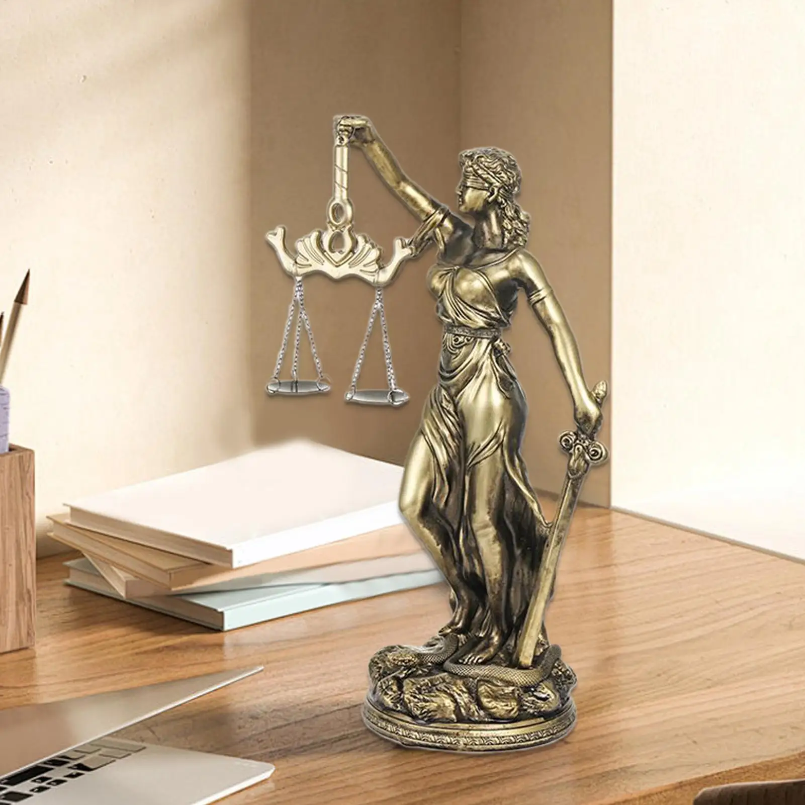 8.4 inch Lady Justice Statue Figurine Resin Scale Of Justice Sculpture For Home Office Decor, Study Living Room Bookcase Display
