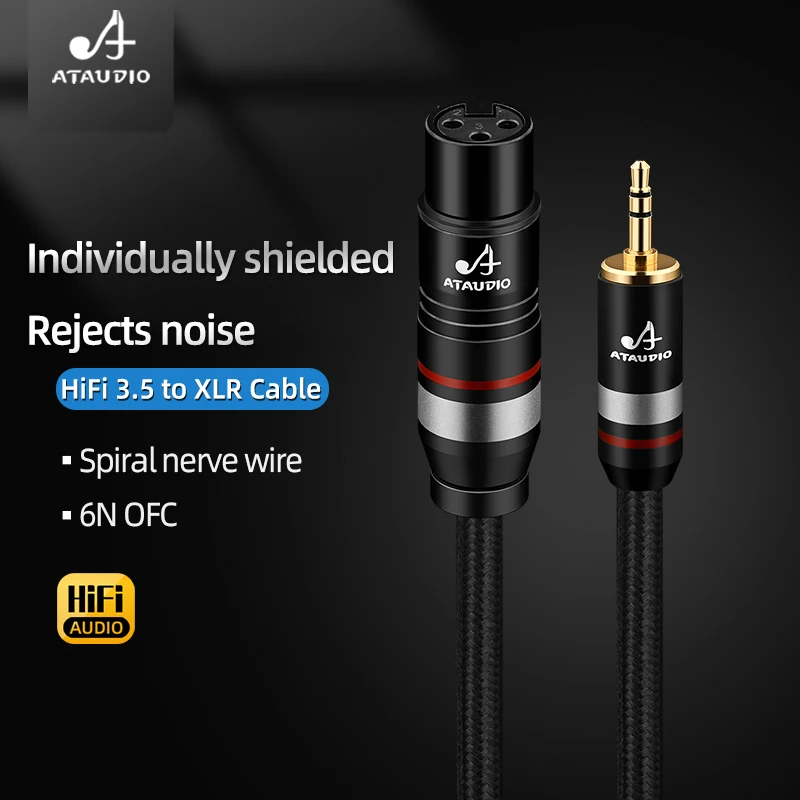 HiFi 3.5mm to XLR Cable Unbalanced 3.5 to XLR Female /Male Microphone Audio Cable for Computer Amplifier Canon Cord