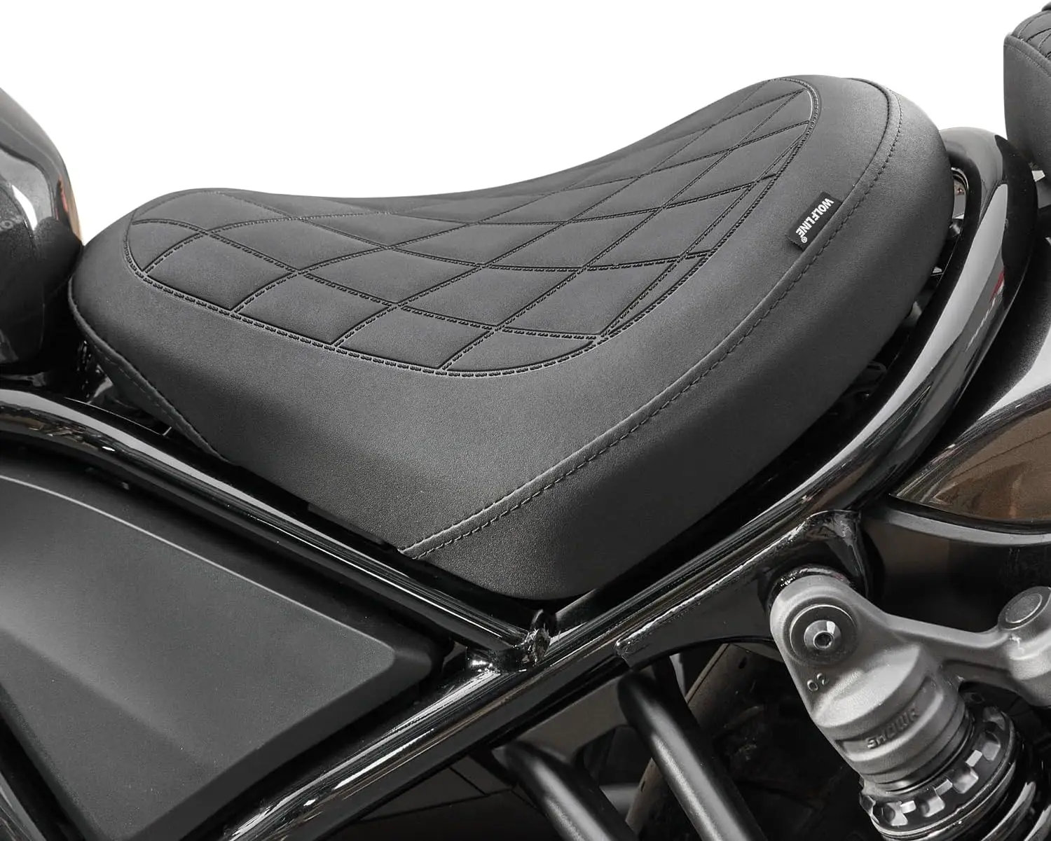 Motorcycle Solo Rider Seat, Leather Driver Saddle with Pressure Relief, Pillion Cushion, Fits 1100cc Cruisers 2021-2026, Black