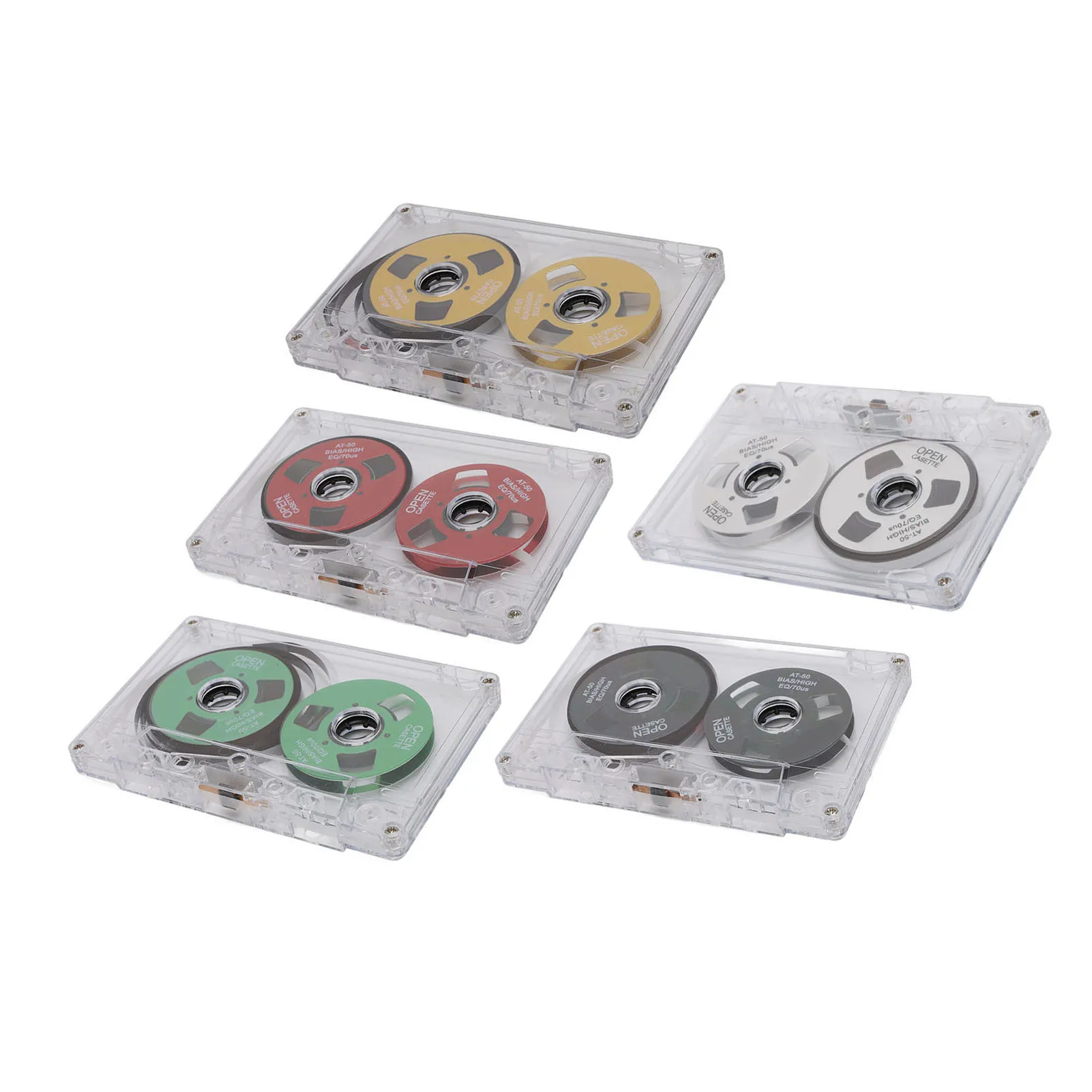 Reel to Reel Blank Cassette Tape 50 Minutes Normal Bias Double Sided Metal Sound Recording Cassette Tape with Transparent Box