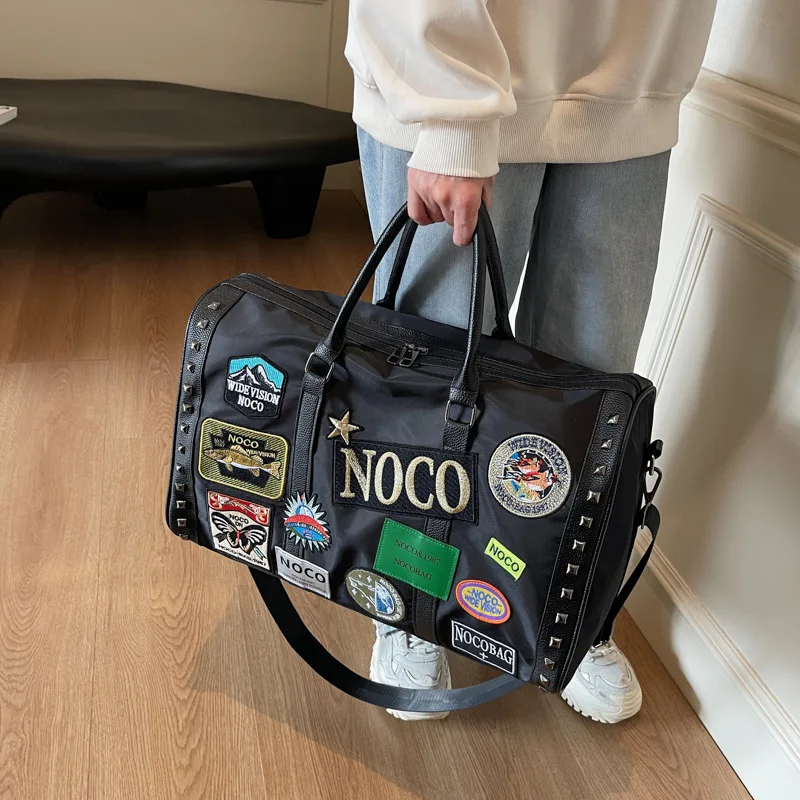 Vintage Waterproof Travel Duffle Bag, Large Capacity Carryall for Men, Gym Sports Weekender Bag with Separate Compartments