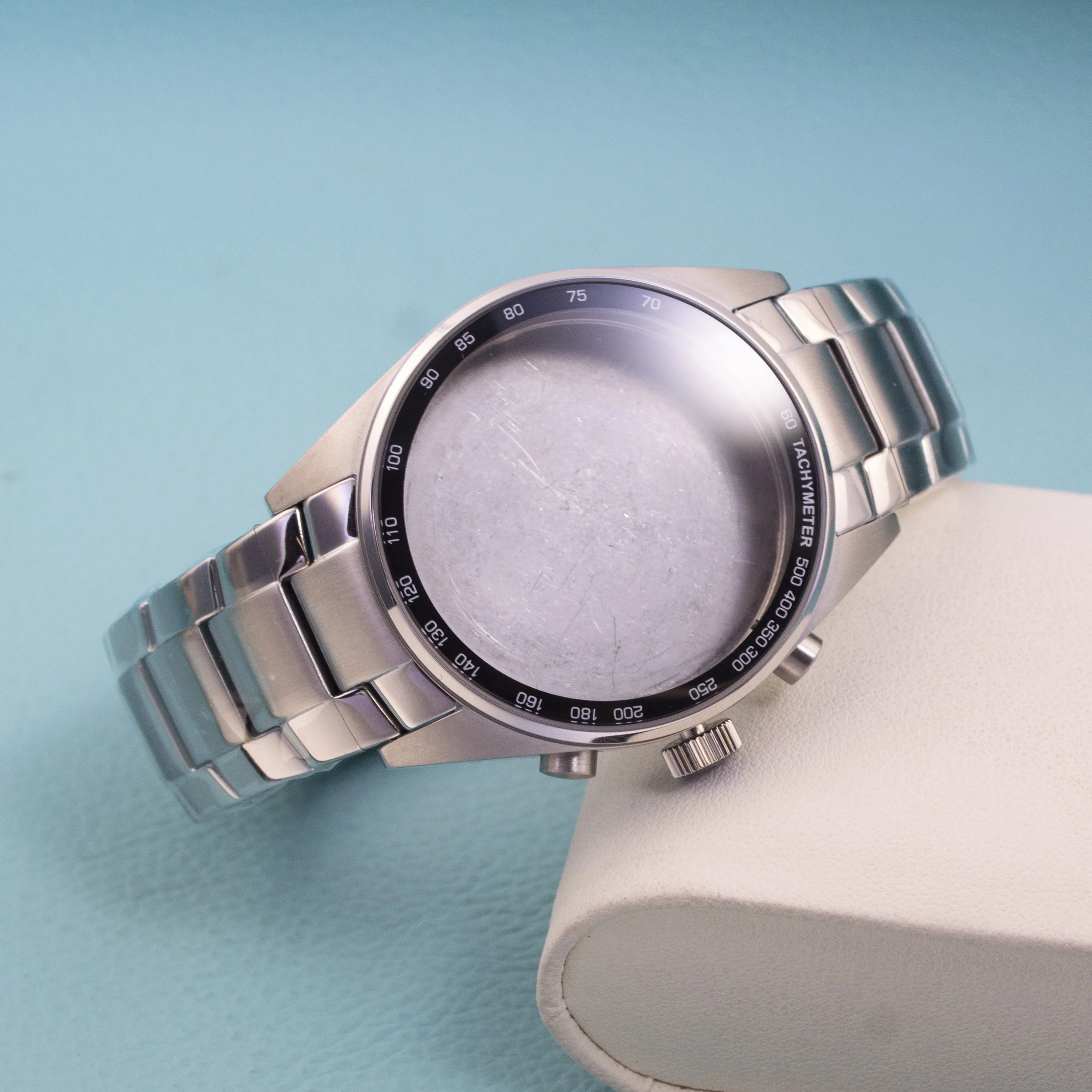 

42mm Men's Watch Case Strap Stainless Steel Water Resistance Case For VD53 Quartz Movement 35.5mm Dial DIY Watch Parts