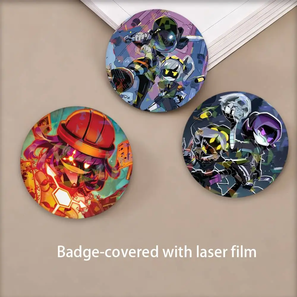 Funny M-Murder D-Drones Badges Round Laser Badge Brooch Backpack Accessories