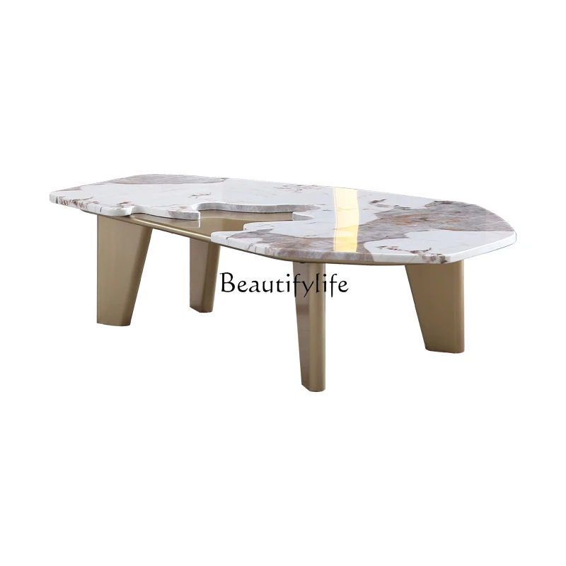 

Italian minimalist solid wood coffee table marble creative home living room coffee table