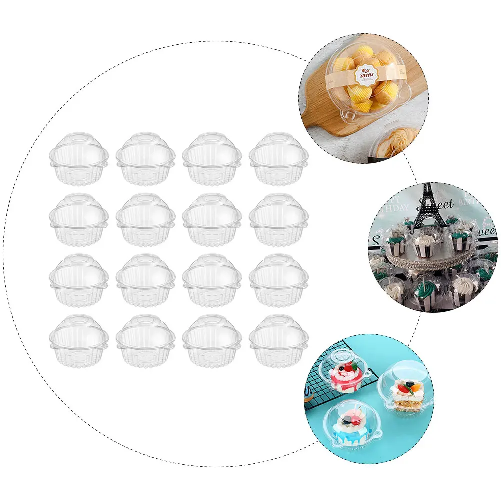 

60pcs Plastic Transparent Dessert Disposable Cake Cases For Baking Packaging Home Bakery Use Cake Box Container Pastry Cookie