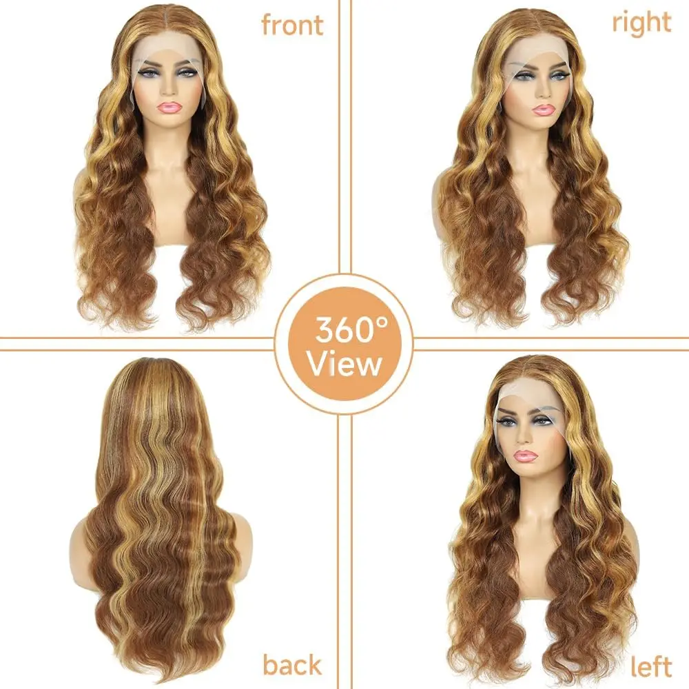 Highlight Ombre Spitze Front Perücke Menschenhaar Körper Welle Honig blond leimlos vor gezupft 13x4 HD Spitze Front Perücken für Frauen