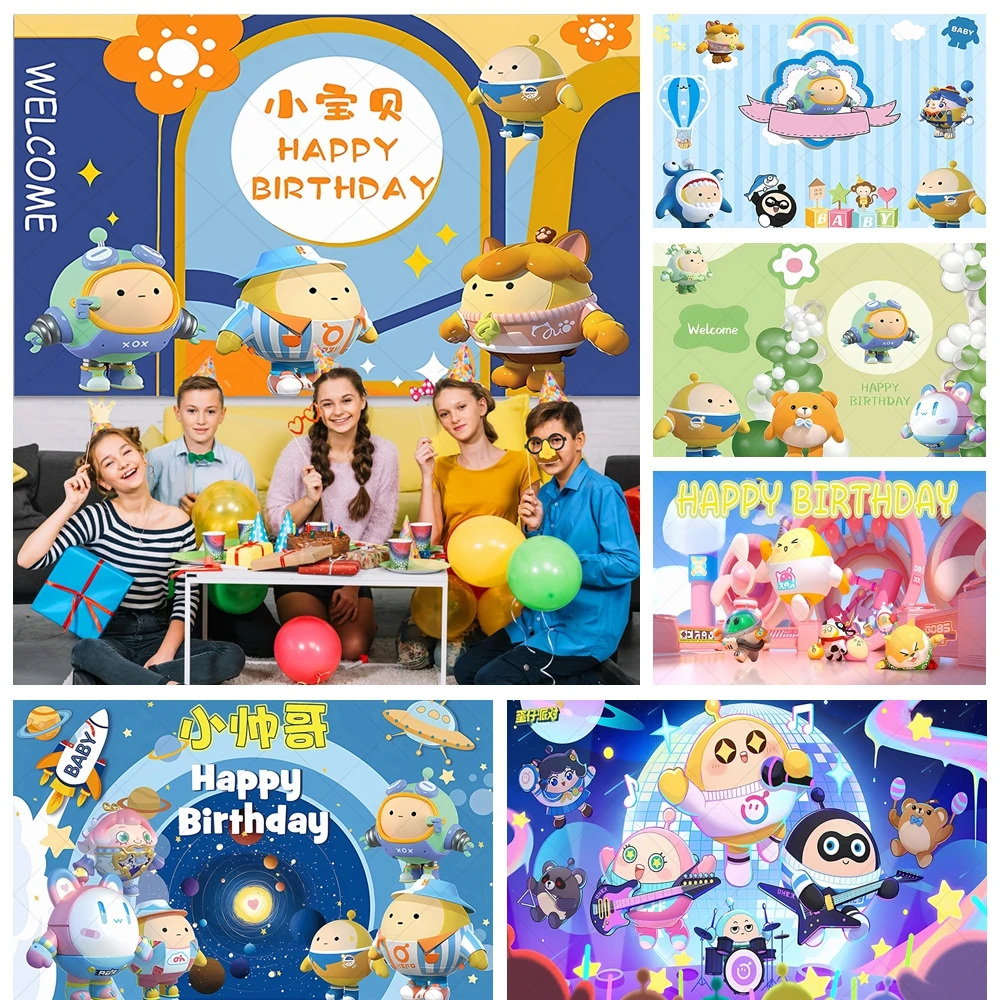 Eggy Party Trendy Party Game Kid Birthday Custom Background Cartoon Theme Baby Room Birthday Photography Poster Decor Background