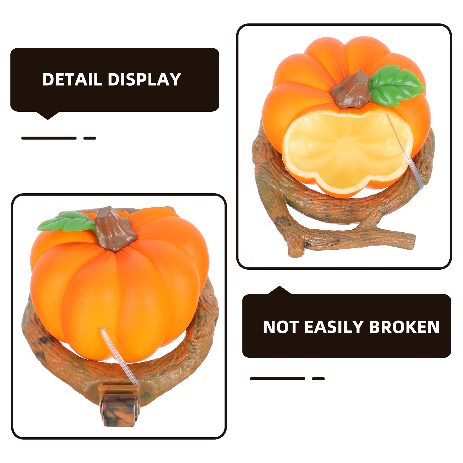 

Pumpkin Shape Bird Feeder Plastic Box Strong Durable Parrot Cage Cups Natural Texture Foot Beak Exercise Fruit Style Decorative