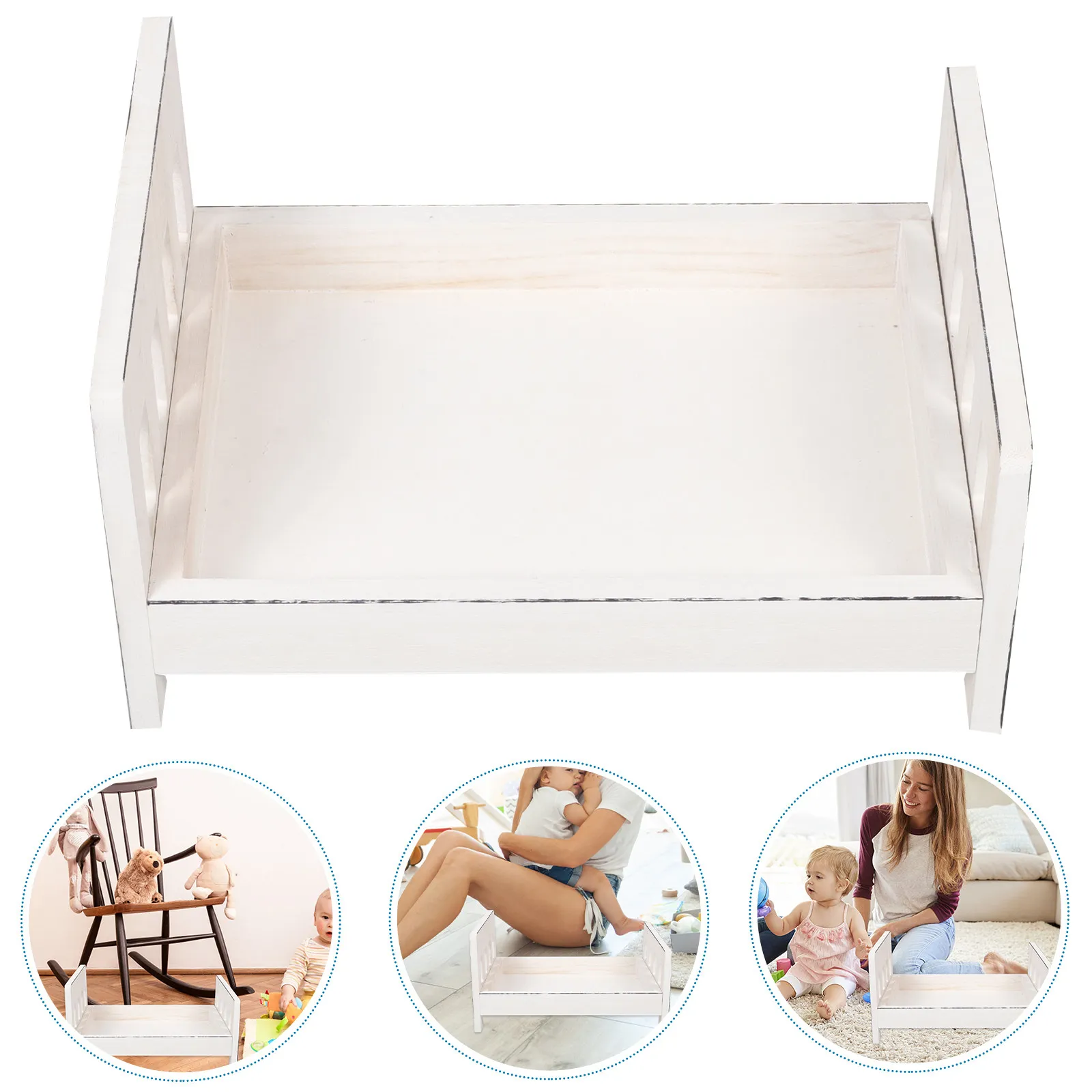 

Деревянная детская кроватка в винтажном стиле, реквизит для фотосессии новорожденных, аксессуар для фотосъемки младенцев, из массива дерева, унисекс