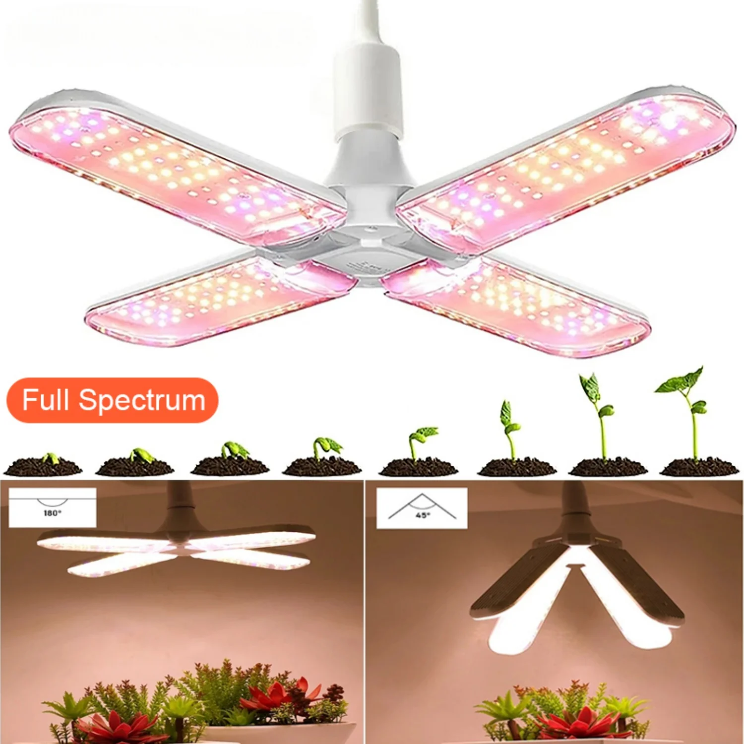 

48W Full Spectrum E27 Plant Growing Light Foldable LED Grow Light Bulb Plant Lamp Indoor Plants Flower Seedling Growth Lighting