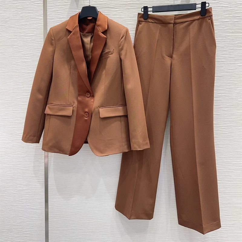 

Качественный женский костюм, пальто и брюки, комплект из двух предметов для делового и офисного наряда, женская одежда 25102230