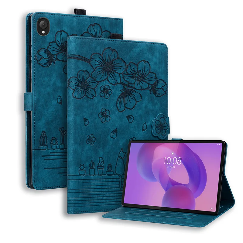 For Megapad Pro Tablet Leather Case Samsung A11 +/A9Plus Sakura Cat Holder Case