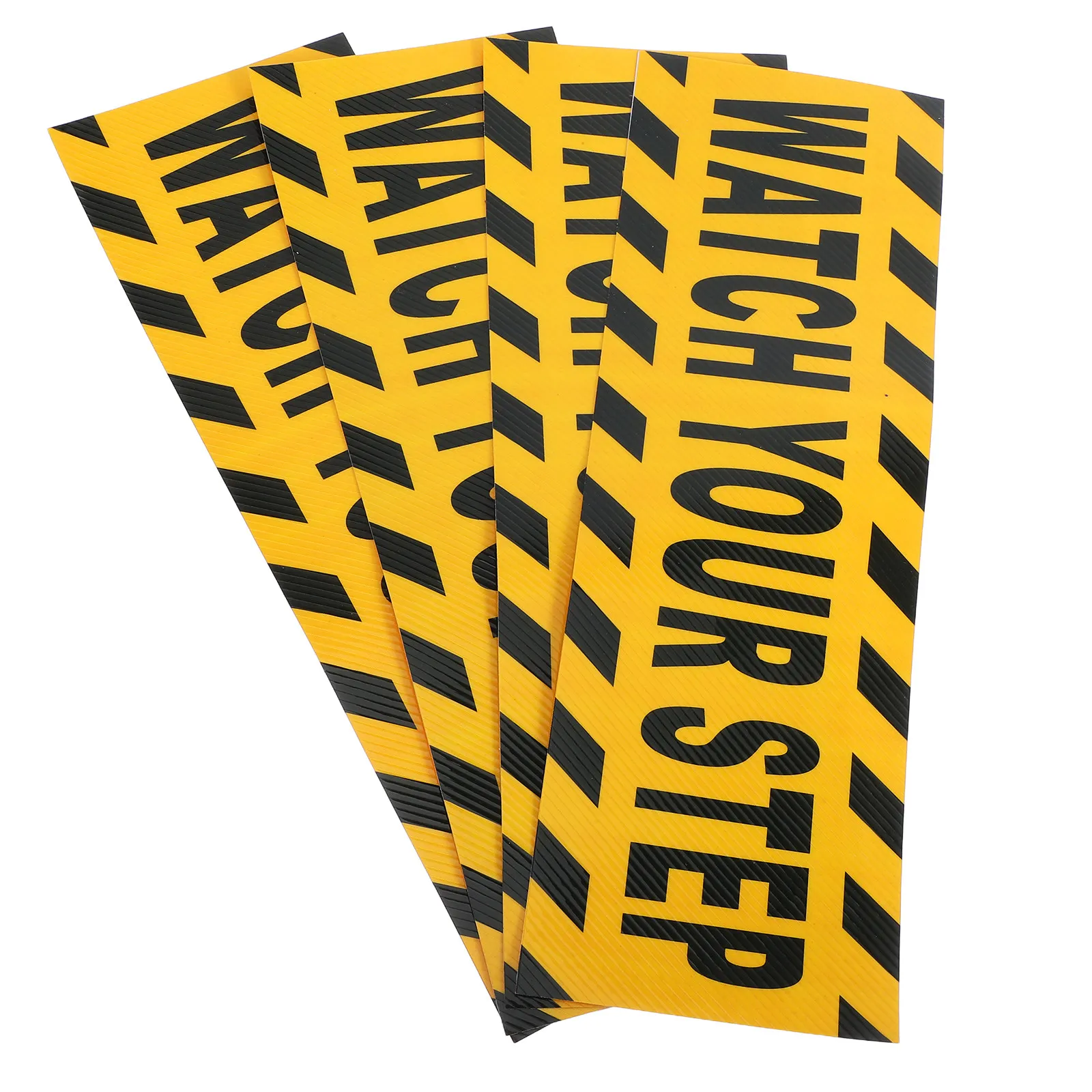 4Pcs High Visibility Watch Your Step Floor Decals Bold Text Anti Slip Stickers for Stairs Floors Walkways Industrial Safety Non