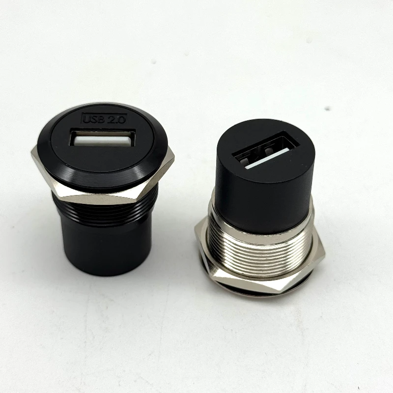 Metal Round Socket Module D Type RJ45 Straight Through Network USB2.0 USB3.0 Connector Panel Mounting1pcs