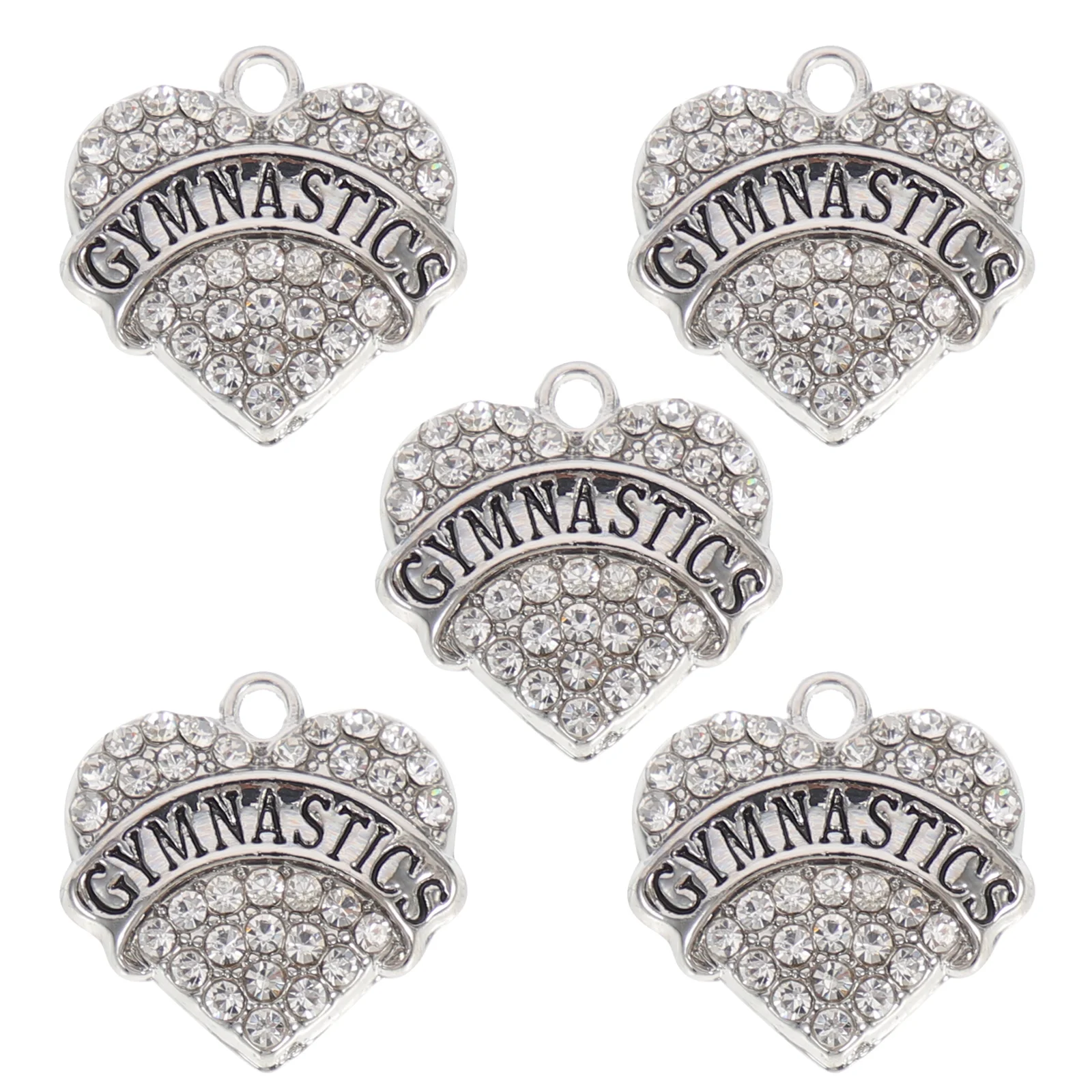 

5pcs Heart Charm Bracelet Necklace Girls DIY Jewelry Silver Color Zinc Alloy Pendant Accessories Gymnastics Gift