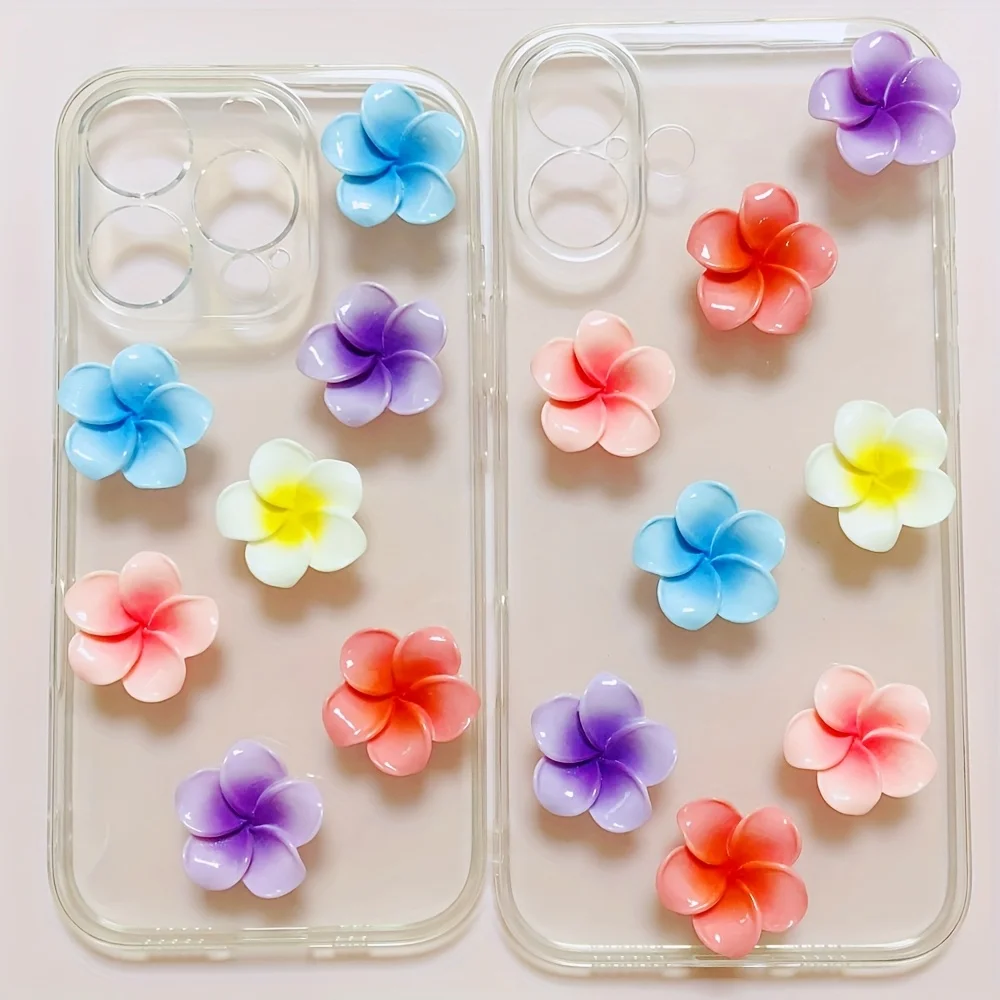 10 pçs gradiente rosa azul branco rosa cor cinco pétalas ovo flor lixo caso de telefone decoração diy hairpin artesanato