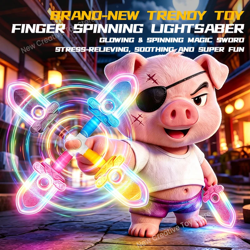 Combined Cool Lightsaber With Sound Effects Fingertip Rotation Decompression Boy's Glowing Toy Gift