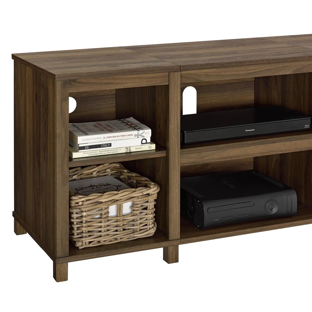 Parsons TV Stand 50 Inch Flat Panel TV Open Storage Shelves Modern Wood Media Console Easy Assembly