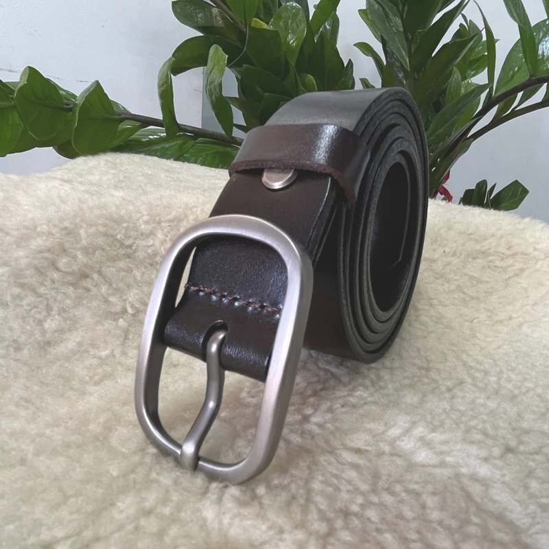 2.8CM Genuine Leather Belts for Women Luxury  Round Buckle Cowskin Female Belt Simple Waist Belt For Jeans Designer Y2K