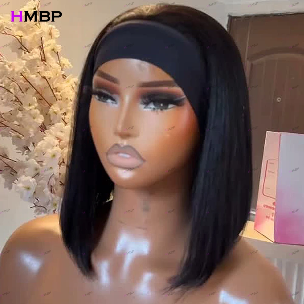 300/400 Density Headband Wigs 100% Human Hair Straight Wigs For Black Women Glueless None Lace Front Human Hair Wigs Easy to Go