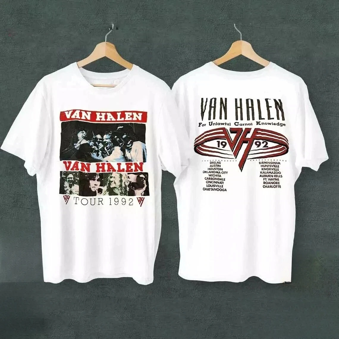 Camiseta de la gira 1991 Van Halen for Unlawful Carnal Knowledge, de algodón con gráfico, estilo unisex de lujo de alta gama para hombres y mujeres