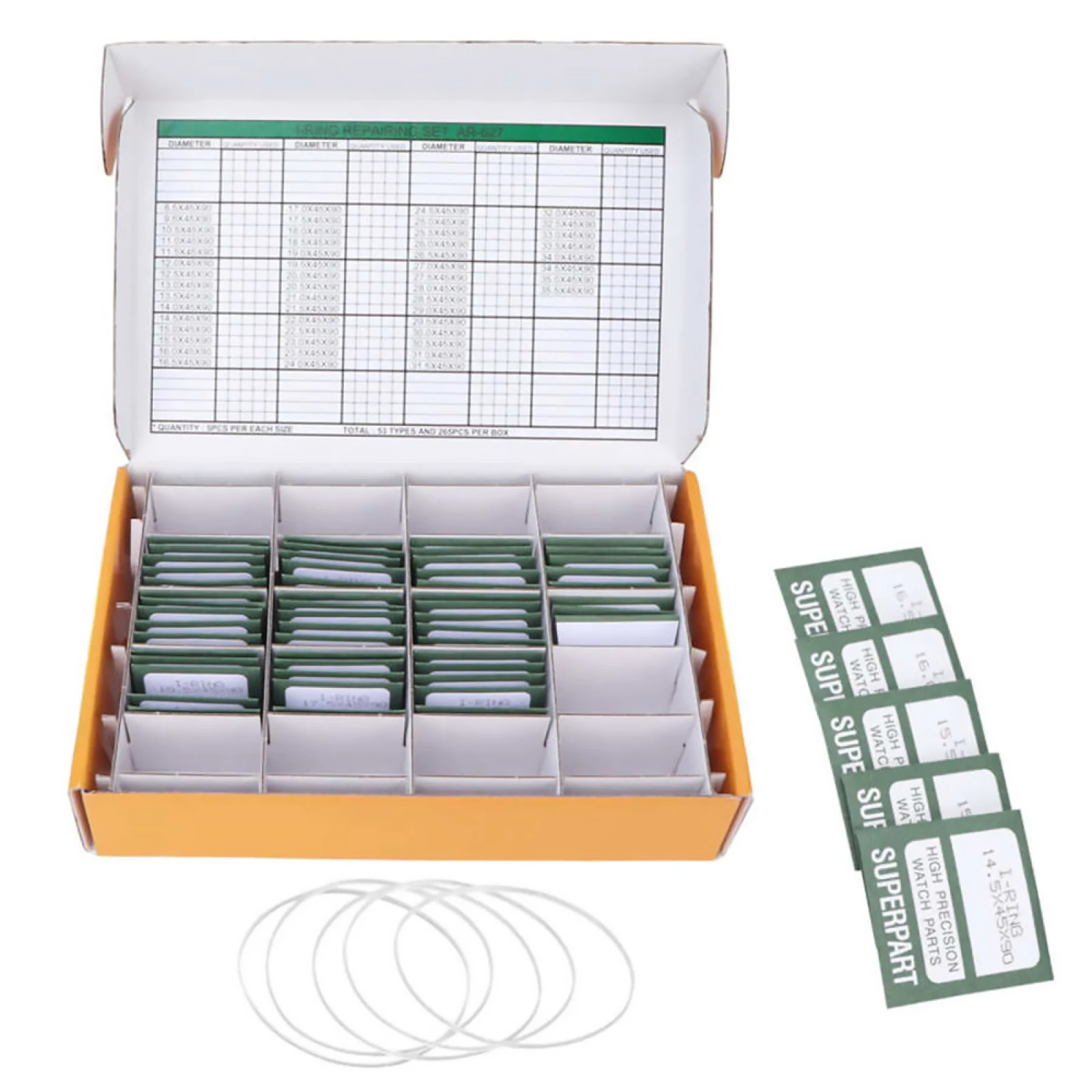 1Set 265pcs Watch Case Back I-Ring Gasket, Plastic Waterproof Seal Replacement Kit for Watch Repair Maintenance