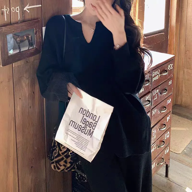 طقم بناطيل رجالي طقم مكون من قطعتين سترات منسوجة برقبة على شكل V وأكمام طويلة وسراويل طويلة بأربطة وخصر مطاطي Y2k ملابس الشارع #6