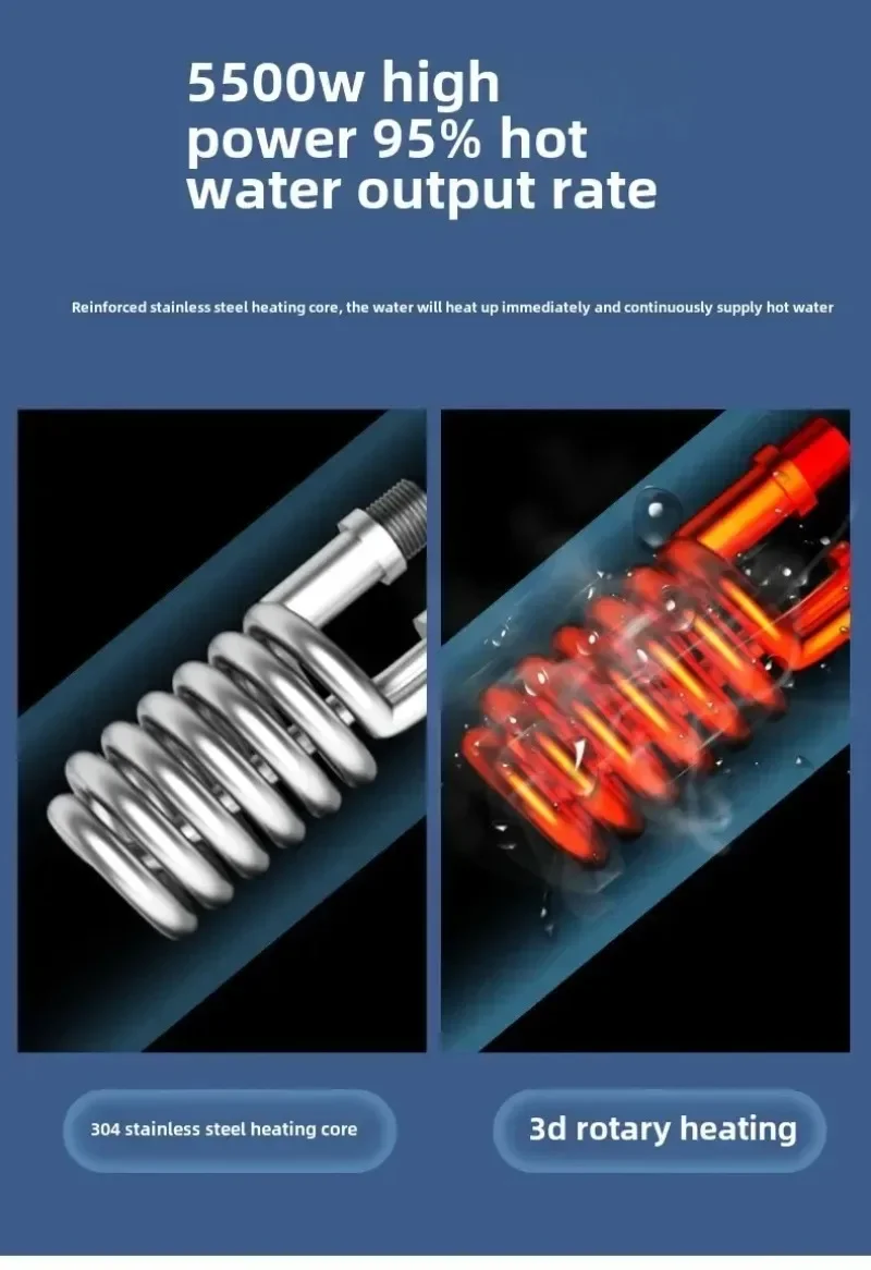 Мгновенный водонагреватель 220 В, 3000 Вт-5500 Вт, портативные электрические нагреватели для ванной комнаты, душа с горячей водой и домашнего кухонного отопления