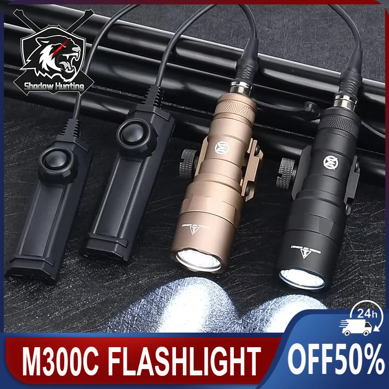 

WADSN Airsoft M300A M300C LED Tactical Flashlight High Power Mini Scout Light Powerful Lamp Fit 20mm Rail Rifle Hunting Light