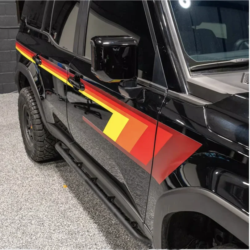 Creative Sunset Color Car Stickers Side Precut Modified Stripes Decal Vinyl Graphics for Land Cruiser 250 Prado LC250 2024