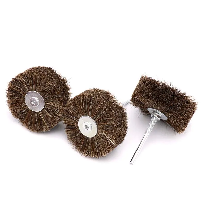 Bristle polishing brush, polishing brush working with polishing compound for wood and plastic hair removal, 1 piece