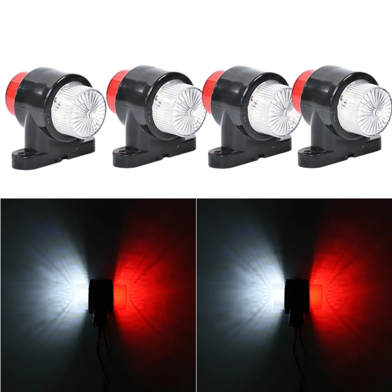 4Pcs Universal 8-LED Truck Side Marker Lights 12V/24V Dual Color Waist Lights Clearance lights Double-sided for Truck Trailer