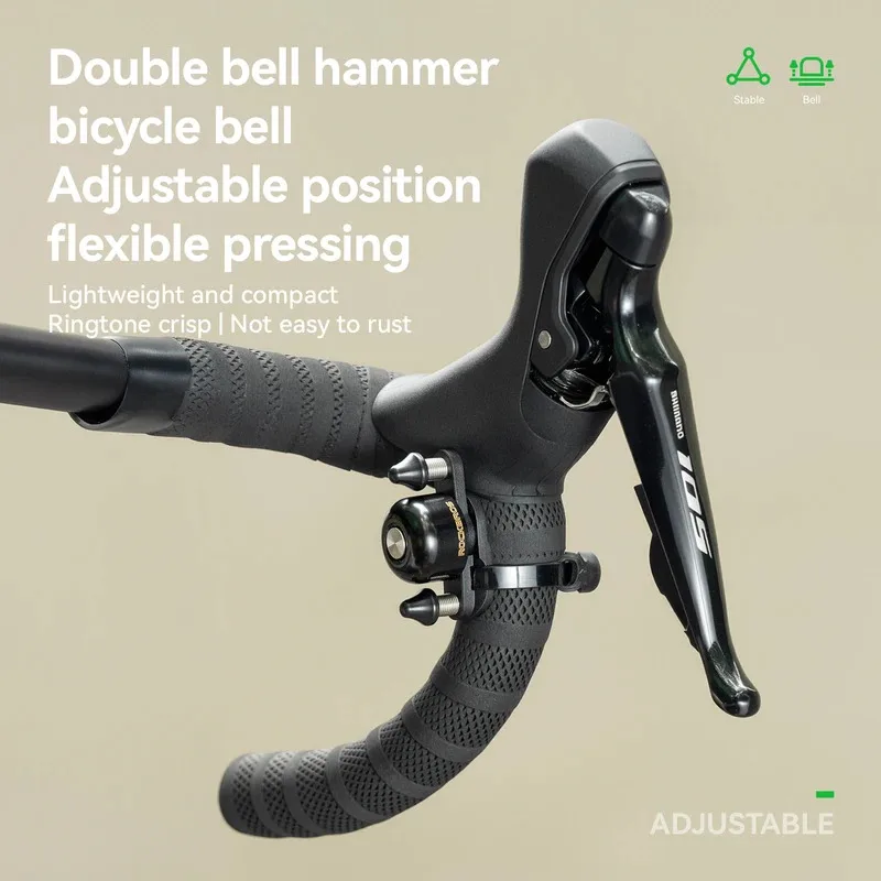 Picture 4: ROCKBROS Mini Road Bicycle Bell 180° Adjustable Small Road Bike Bell Horn Copper Cycling Handlebar Horns Warning Bell Riding