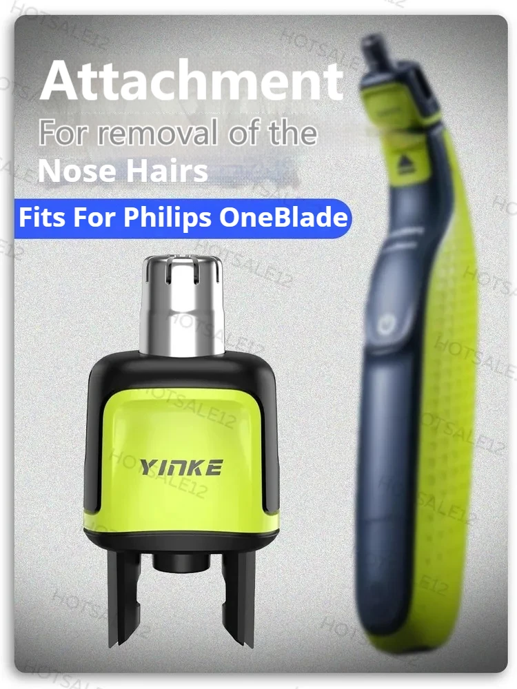 360° Rotating Nose Hair Trimmer Head for OneBlade QP2520/QP2630- Stainless Steel Blade with Protective Cover & Easy-Clean Design