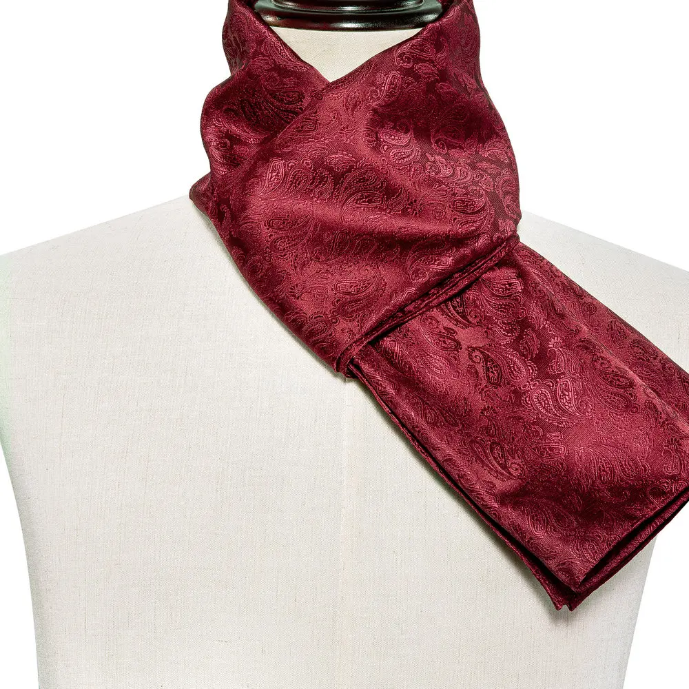 Barry.Wang Jacquard Seide Herren Schal Blumen Paisley stilvolle Burgunder Gold grün rot blau lila für männliche Hochzeit Business Party – Detail 5