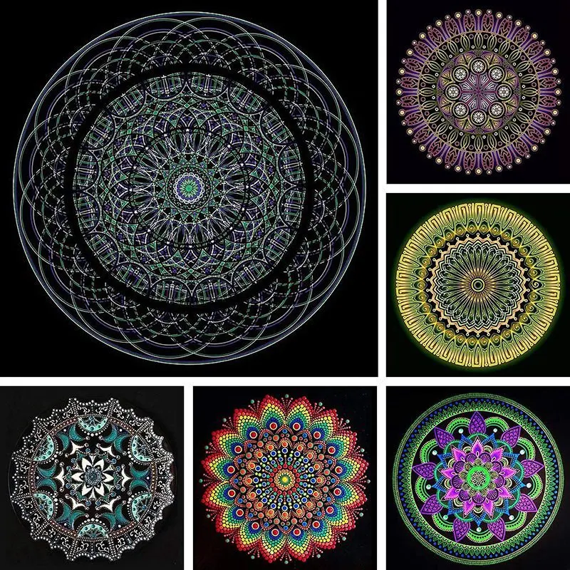 Super Sale 8 Pcs 15cm Black Mandala Kraft Paper Round Cardboard for Painting DIY Cardboards for Artist Painter